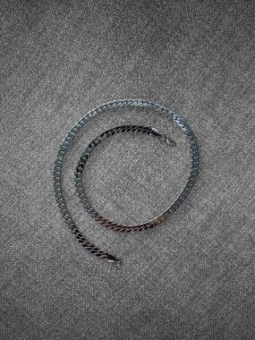 Silver Flat Link Chain Necklace 19 1/2 Inch Length - Unisex